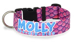 Mermaid Scales Pink Personalized Dog Collar