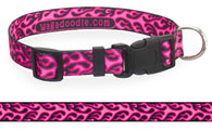 Hot Pink Flames Dog Collar