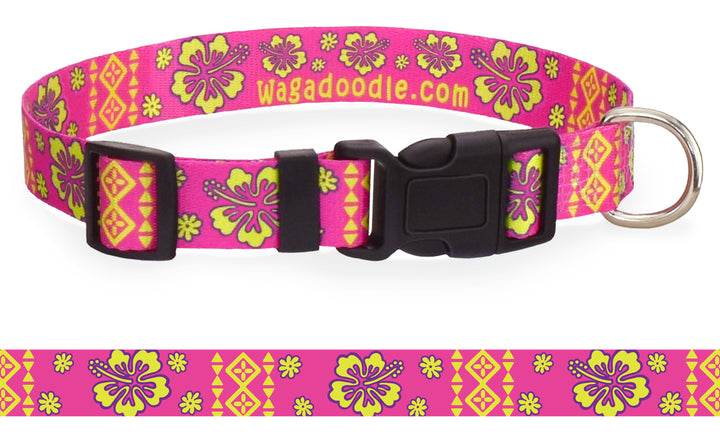 Tribal Hawaiian Print Dog Collar Pink