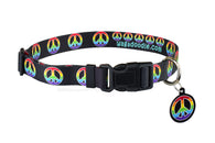 Rainbow Peace Signs Dog Collar
