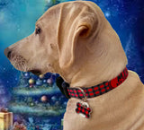 Christmas Buffalo Plaid Red Personalized Dog Collar