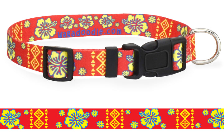 Tribal Hawaiian Print Dog Collar Red