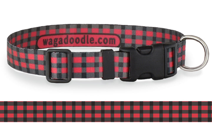 Christmas Buffalo Plaid Red Dog Collar Personalized