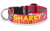 Sharks Attack Dog Collar Red Personalized Dog Collar