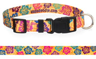 Colorful Hibiscus Yellow Personalized Dog Collar