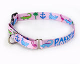 Tropical Seashore Pink Personalized Martingale
