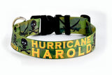 Skull & Crossbones Green Camo Personalized Dog Collar