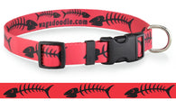 Fishbones Red Ocean Dog Collar