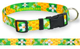 Honey Bees Lime Personalized Dog Collar