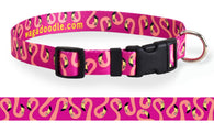 Pink Flamingo heads on a pink dog collar