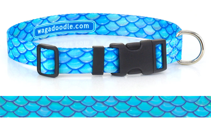 Mermaid Scales Teal Personalized Dog Collar