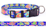 Tropical Reef Fish Blue Dog Collar