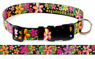 Frangipani Black Personalized Dog Collar