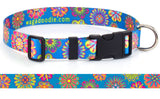 Groovy Flowers on Teal Personalized Dog Collar