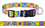 Peace, Love & Hippie Personalized Dog Collar