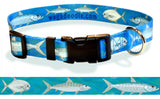 Bonefish, Permit & Tarpon Blue Personalized Dog Collar