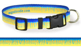 Dog Collar with Marlin skin blues, yellows and turquoise showing the grand slam fish of Offshore and Deep Sea Fishing and Marlin fish skin dog collar art.