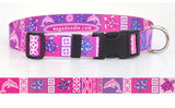 Tropical Pattern Pink Personalized Dog Collar