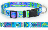 Tropical Pattern Blue Dog Collar Art