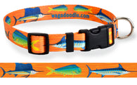 Mahi, Marlin and Sailfish Personalized Dog Collar Orange