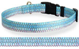 A dog collar with the artwork of tarpon fish scales made by Key West Artist Deb Pansier back view