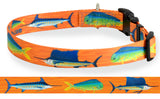 Mahi, Marlin and Sailfish Personalized Dog Collar Orange