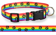 Rainbow Flag & Paws Personalized Dog Collar