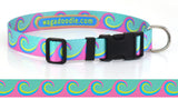 Waves Pink/Aqua Dog Collar