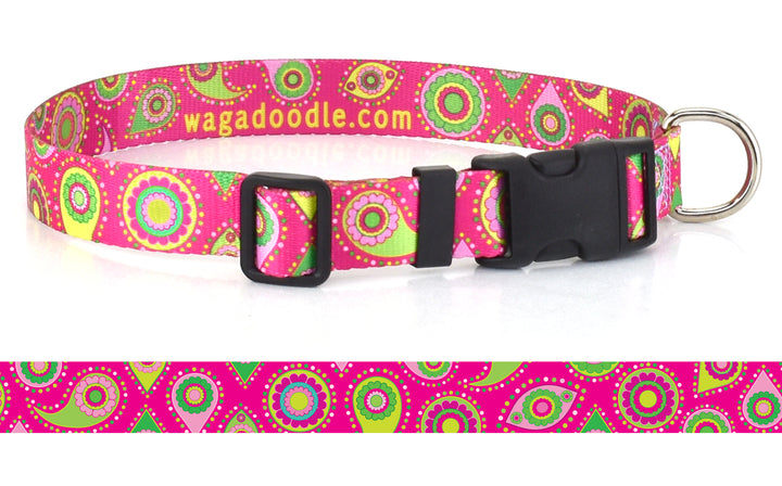 Puppy Pulitzer Pink Paisley Personalized Dog Collar