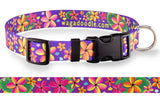 Frangipani Purple Personalized Dog Collar