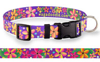 Frangipani Purple Personalized Dog Collar