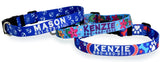 Anchors Navy and White Personalized Dog Collar