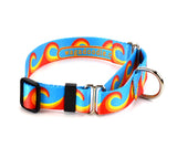 Waves in Turquoise/Orange Personalized Dog Collar