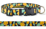 Pineapples on Black Personalized Dog Collar