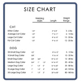 Size chart for wagadoodle dog and cat collars