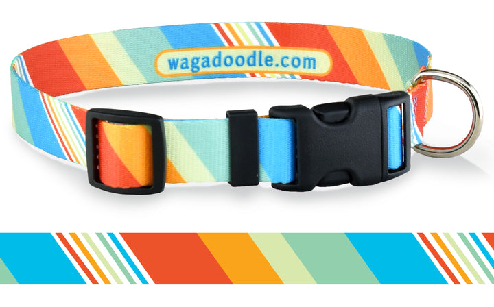 Seaside Stripes Personalized Dog Collar